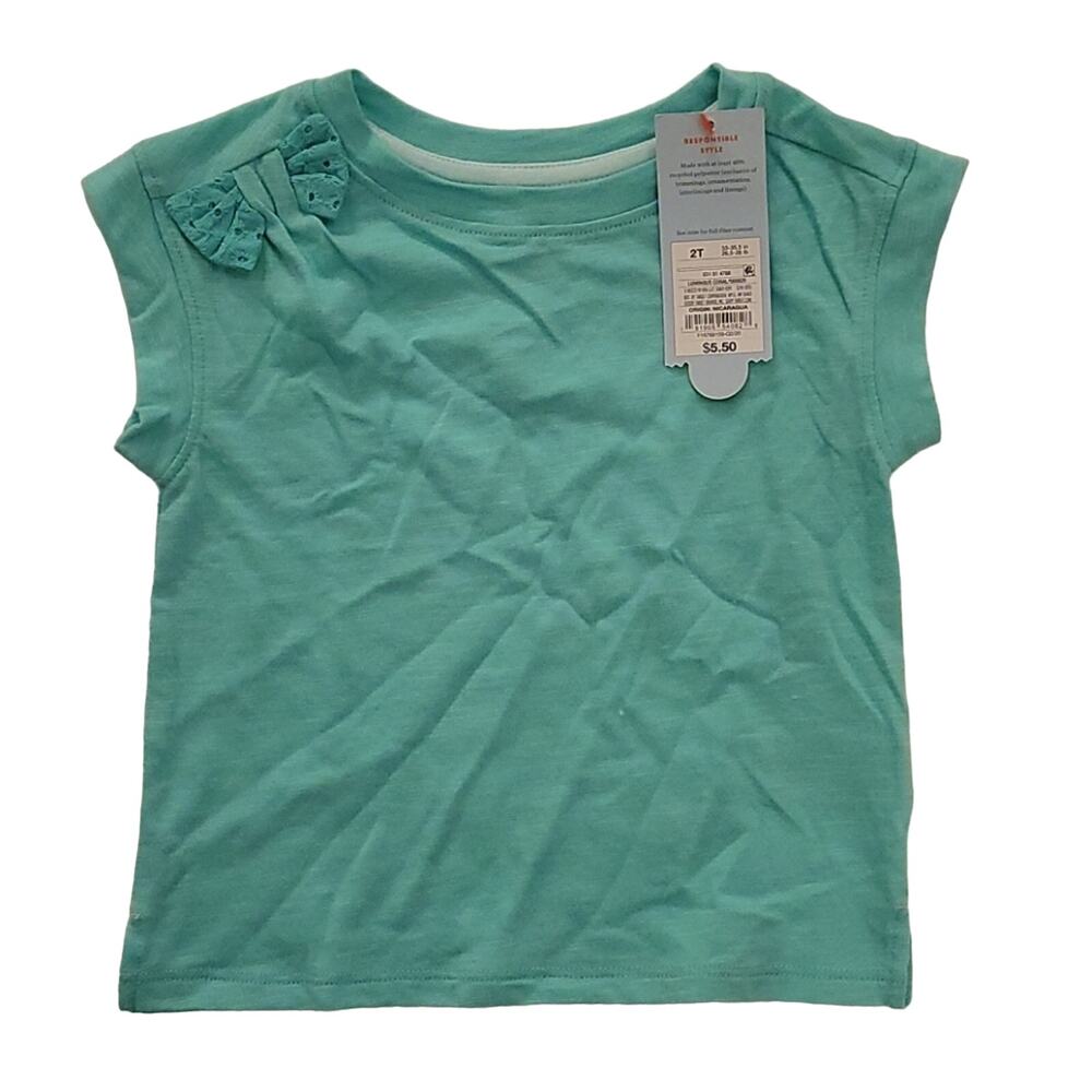 Cat & Jack Short Sleeve Tee, Teal, Sz 2T, NWT, #BundleAndSave